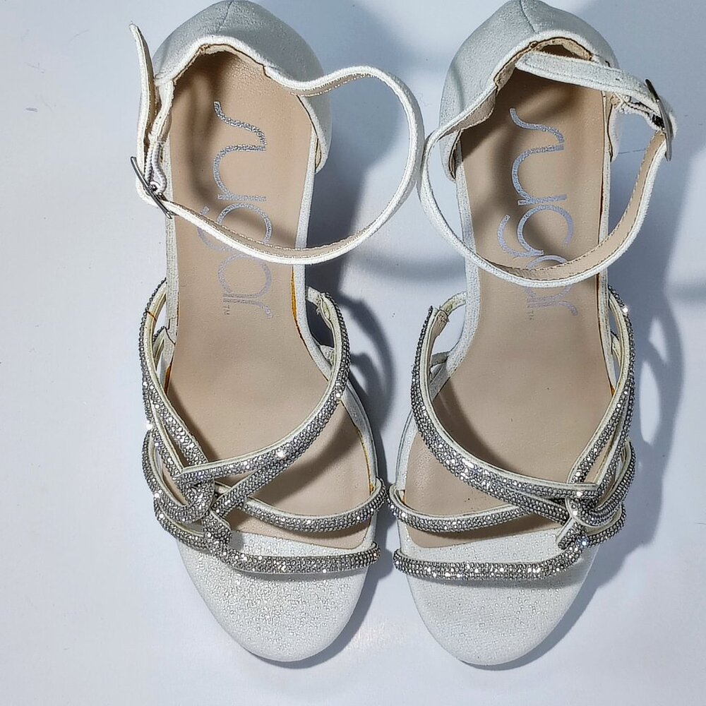 Sugar Women's Size 10M Petal‎ White Shimmer Block Heels NWOT - Picture 11 of 13